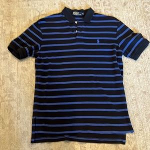 Ralph Lauren polo Black with blue stripe. Size medium